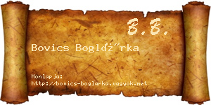 Bovics Boglárka névjegykártya